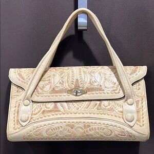 1940s Vintage Flores Bags Chic Cream Embossed Shoulder Bag (RARE & 1 of a kind!)